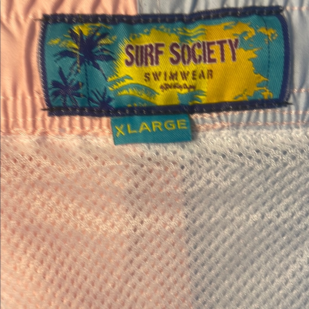 NWT Surf Society Swim  Short Trunks Pink Blue Preppy Coastal Beach Vacay Resort - Picture 3 of 7